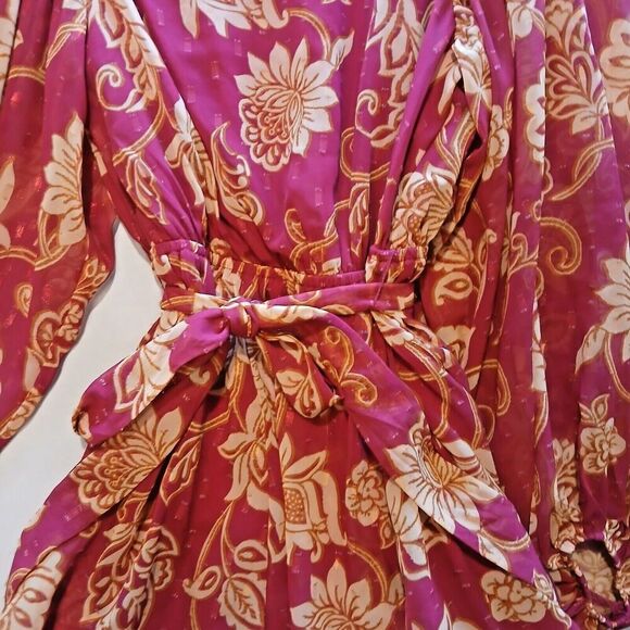 Flying Tomato Red Dress with Belt and a Button Back, Boho, Minimalist or Casual. - Picture 2 of 11